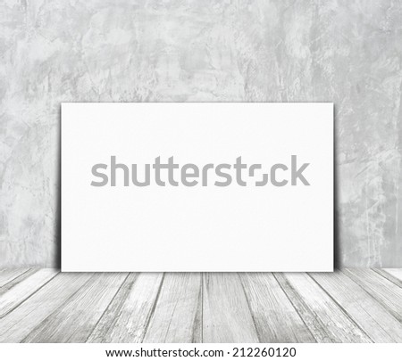 Blank white paper poster and light gray cement wall, background, template