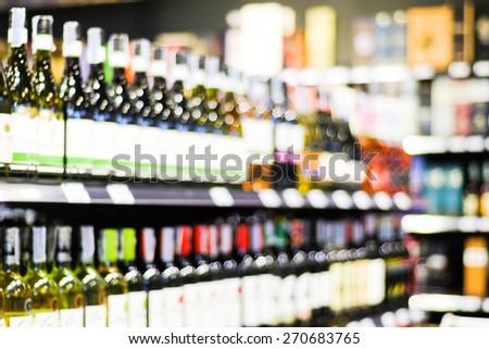 Supermarket blur background with bokeh light ,Product shelf