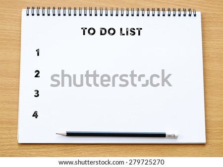 To do list on blank note book background, template