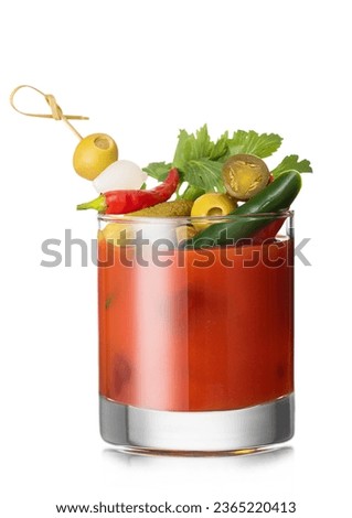 Similar – Image, Stock Photo Red cocktail with olive and lemon