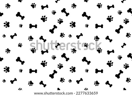 Bone And Cat Or Dog Paw Pattern Background. Wallpaper. Vector Illustration