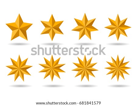 Collection of Golden Stars, Vector Illustration