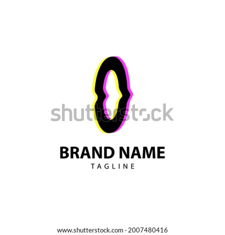 letter O bright glitch for creative brand, fun, playful and innovative vector logo design Foto stock © 
