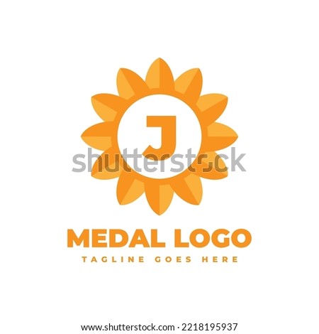 letter J flower medal vector logo design element