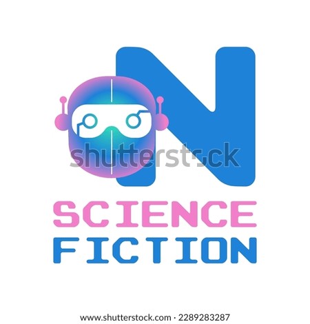 letter N futuristic robot head digital vector logo design Foto stock © 