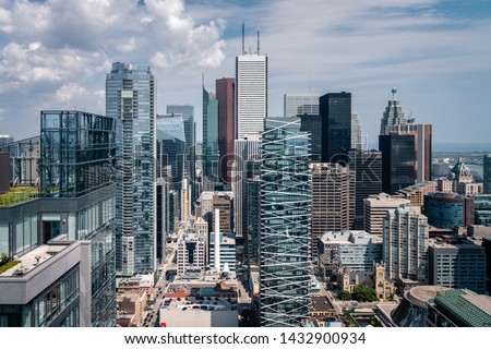 Toronto Financial District City Skyline Skyscrapers with Modern and Historic Building Development Views during the Day Stock foto © 