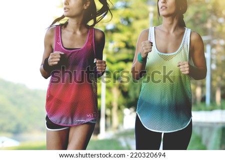 beautiful fitness women jogging, outdoor shot