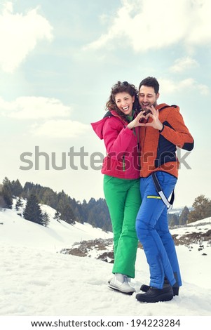 couple in love in mountain