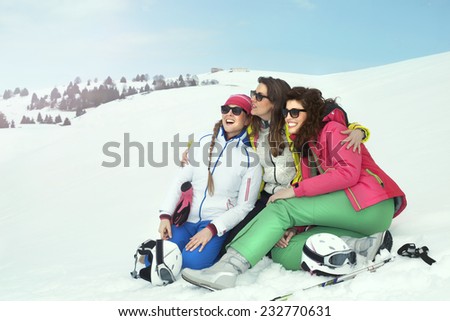 friends having fun in the snow