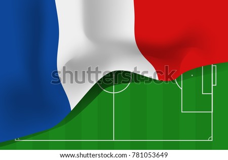 France national waving flag. Symbol of France on european union background