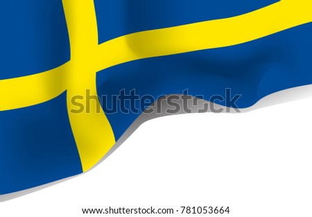 Sweden national waving flag. Symbol of Sverige isolated on white background