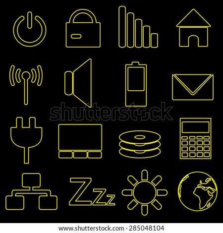 computer and laptop indication outline icons eps10