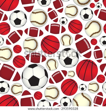 various sport balls seamless color pattern eps10