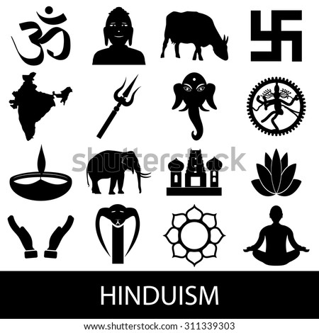 hinduism religions symbols vector set of icons eps10