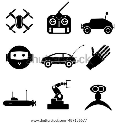 hi-tech modern technology toys simple black icons collection eps10