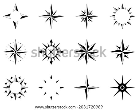 Compass rose vector set. Isolated white background.
Abstract variations. Navigation Symbol.