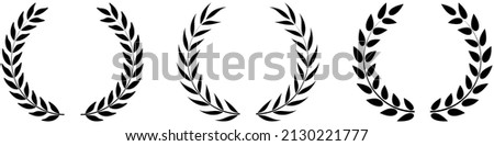 Laurel wreath honor vector in black. Left and Right single. White isolated background.
Each side single moveable. For own space requirements.