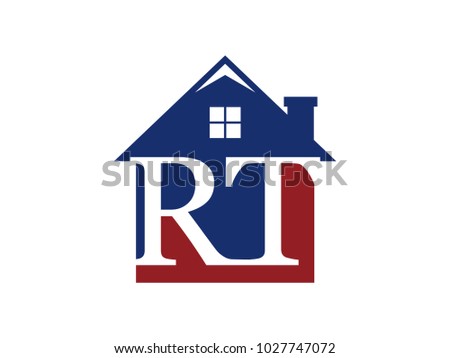 Logo house building with initial letter RT