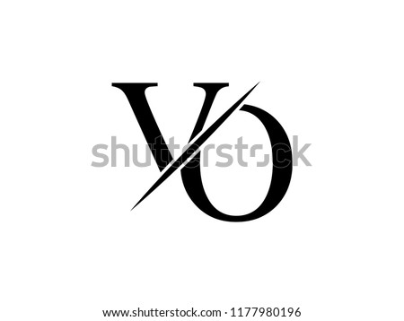 The monogram logo letter VO is sliced