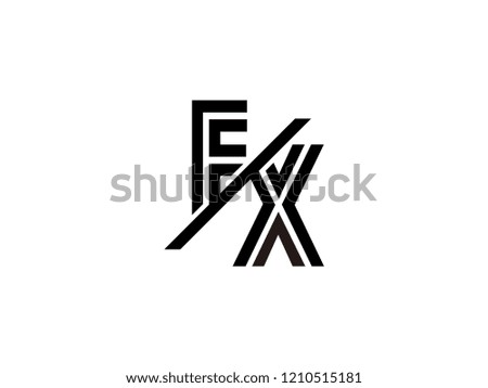 The monogram logo letter FX is sliced black