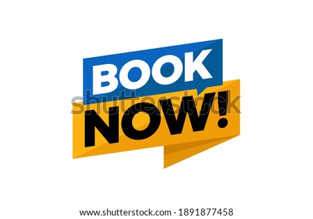 Book now banner on white background