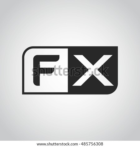 Logo letter FX with two different sides. Negative or black and white vector template design