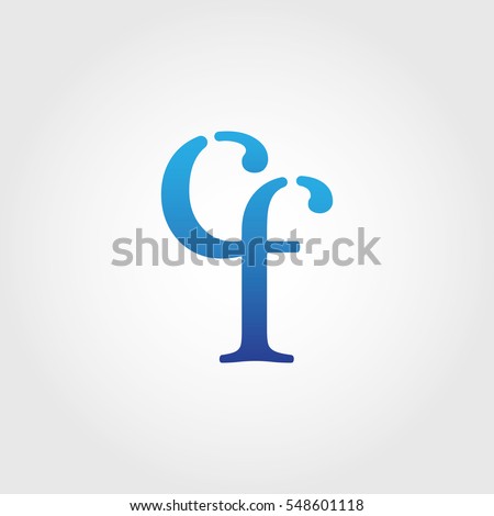 Lowercase cf Logotype. Blue Letter Logo. Letter Abbreviations. Vector Template Element.