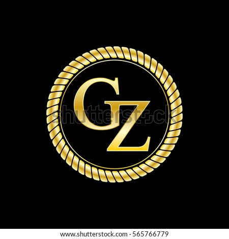 initials g and z logo luxurious golden letters with gold rope Stok fotoğraf © 