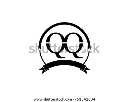 initial letter QQ logo monogram retro black