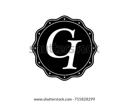 Initial letter CI monogram logo black seal stamp lace Stock fotó © 