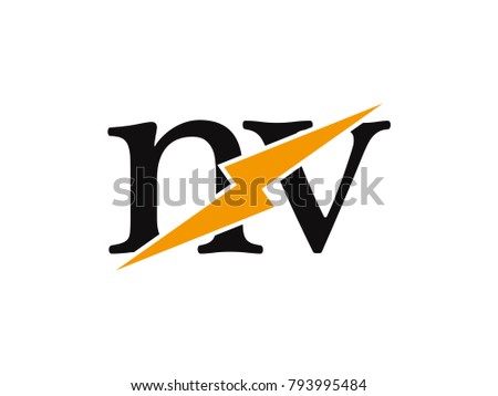 Initial letter logo nv lowercase thunder vector design