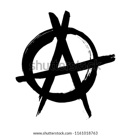 Anarchy hand drawn brush vector symbol. Anarchist revolution grunge style. Punk rock protest black letter A icon.