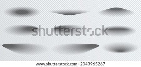 Round shadows isolated on transparent background. Circle shadow template.  Vector illustration