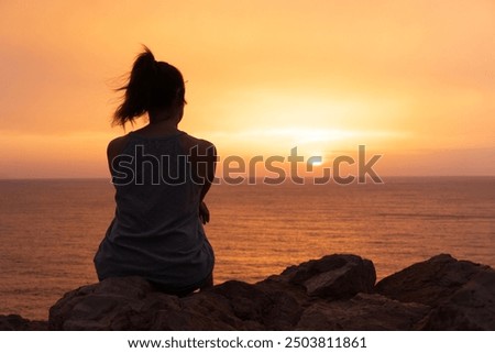 Similar – Image, Stock Photo Lonely traveler in mountains in winter