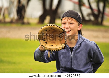 Boy playing catch