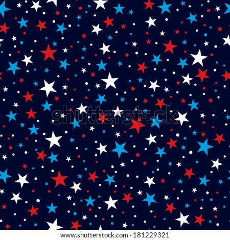 White, Red And Blue Stars With Dots Seamless Pattern Stock Vector ...