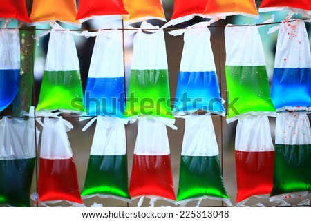 colorful water in plastic bag, used for background
