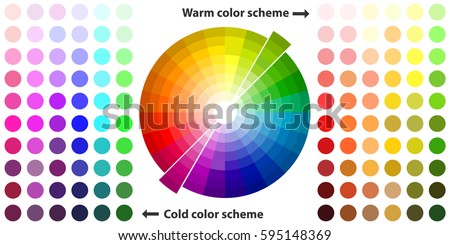 Color palette, color schemes, warm colors, cool colors, spectrum. Flat design, vector illustration, vector. Foto d'archivio © 
