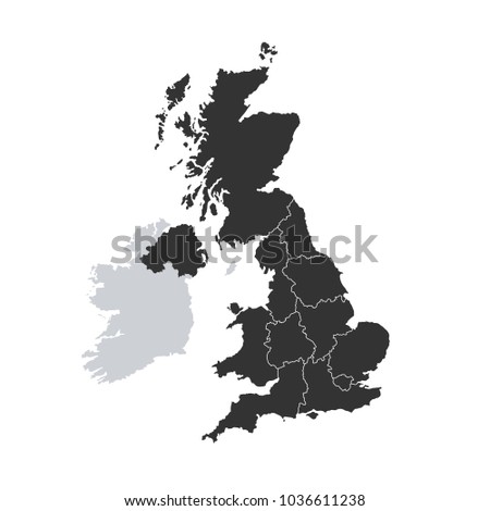 great britain map vector flat illustration on white background