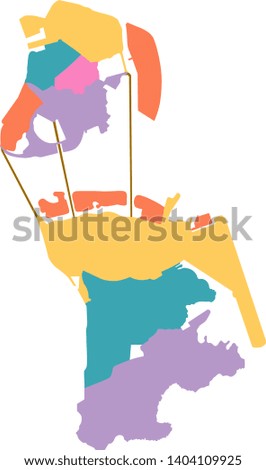 macau map with regions vector flat illustration on white background