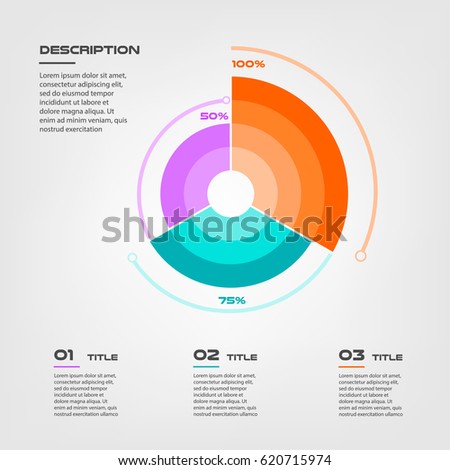 Sunburst chart color infographics step by step in a series of circle. Element of chart, graph, diagram with 5 options - parts, processes. Vector business template for presentation