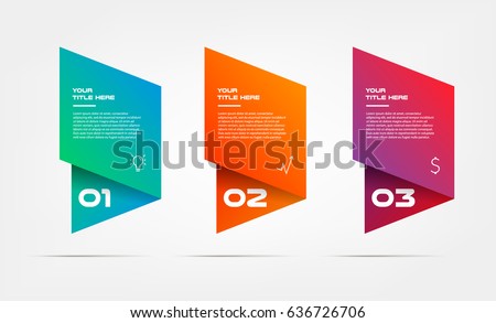 Gradient infographics step by step. Element of chart, graph, diagram with 3 options - parts, processes, timelines. Vector business template for presentation, banners. Abstract form 