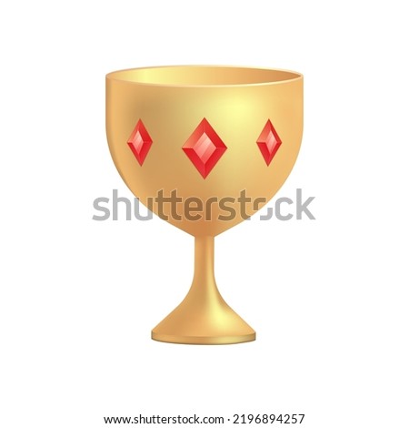 Cartoon cup for king or queen, royal  Monarch grail goblet. Treasure, game assets, gold, monarchy medieval emperor symbol, vector