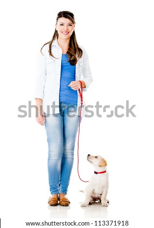 Similar – Image, Stock Photo Girl with dog standing in forest