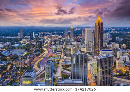 Atlanta, Georgia downtown aerial view.