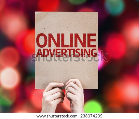 Online Advertising card with colorful background with defocused lights