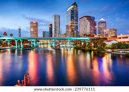 Tampa, Florida, USA downtown city skyline over the Hillsborough River. Foto stock © 