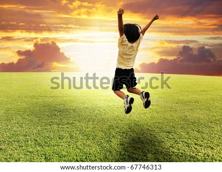 Similar – Image, Stock Photo Child jumping on playground