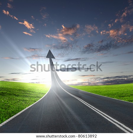 highway road going up as an arrow