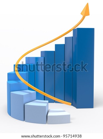 3D Growth bar graph - isolated over a white background